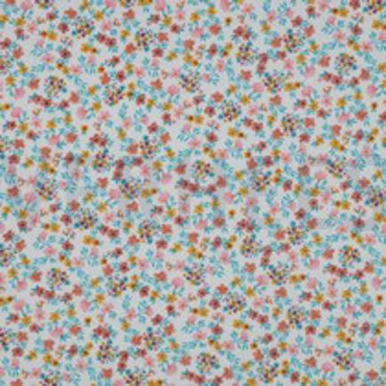 DOUBLE GAZE DE COTON GOTS DIGITAL  FLEURS ROSE (thumbnail)