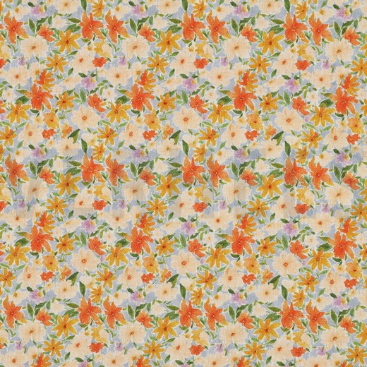 LINNEN VISCOSE CRÊPE DIGITAAL BLOEMEN GEEL (thumbnail)