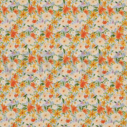 LIN VISCOSE CRÊPE DIGITAL FLEURS JAUNE (thumbnail)