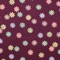 BABYCORD FOIL FLOWERS BURGUNDY (thumbnail)