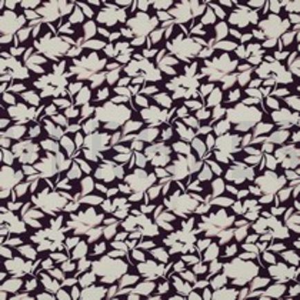 BAMBOE KATOEN JERSEY BLOEMEN DONKERPAARS (thumbnail)