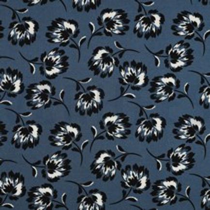 VISCOSE ROSELLA STRETCH FLOWERS BLUE (thumbnail)