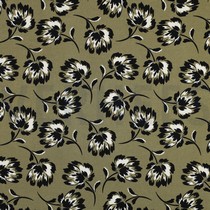 VISCOSE ROSELLA STRETCH FLEURS OLIVE (thumbnail)