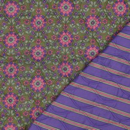 BAUMWOLLE VOILE GESTEPPT DIGITAL BLUMEN ARMEEGRÜN (thumbnail)
