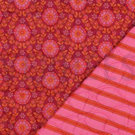 BAUMWOLLE VOILE GESTEPPT DIGITAL BLUMEN ROSA / BORDEAUX (thumbnail)