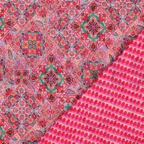 BAUMWOLLE VOILE GESTEPPT DIGITAL PATCHWORK ROSA (thumbnail)