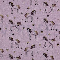 JERSEY MELANGE GLITTER HORSES PURPLE (thumbnail)
