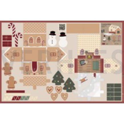 FINE POPLIN GINGERBREAD DOLLHOUSE PANEL MULTICOLOUR (thumbnail)