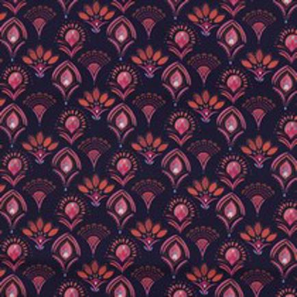 FINE POPLIN DIGITAL FLOWERS NAVY (thumbnail)