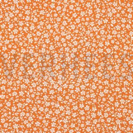 VISCOSE POPELINE STRETCH PETITES FLEURS ORANGE (thumbnail)