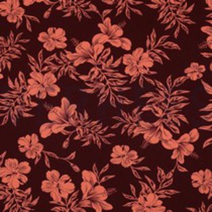 MAGNOLIA STRETCH TROPISCHE BLOEMEN BORDEAUXROOD (thumbnail)