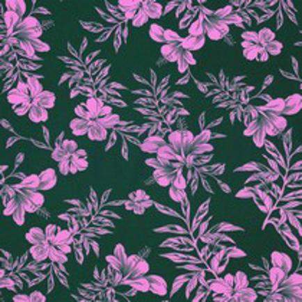 MAGNOLIA STRETCH TROPISCHE BLOEMEN DONKERGROEN (thumbnail)