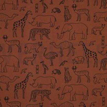 FRENCH TERRY SAFARI DIEREN AMANDEL (thumbnail)