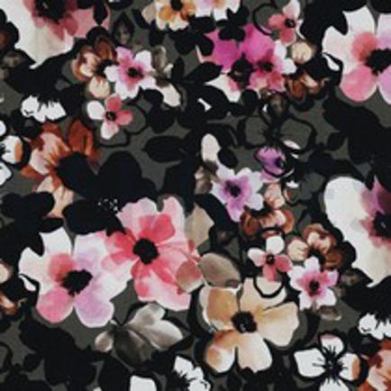 JERSEY DIGITAL BLUMEN ARMEEGRÜN (thumbnail)