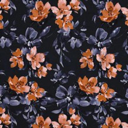 FRENCH TERRY DIGITAL FLOWERS NAVY (thumbnail)