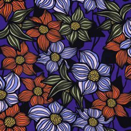 LENZING™ ECOVERO™ BLOEMEN KOBALTBLAUW (thumbnail)