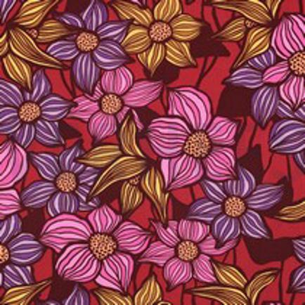 LENZING™ ECOVERO™ BLOEMEN BORDEAUXROOD (thumbnail)