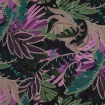 COTTON VISCOSE DIGITAL LEAVES PURPLE (thumbnail)