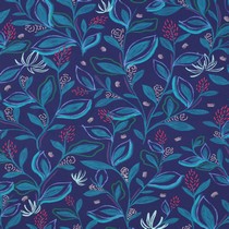 FINE POPLIN DIGITAL LEAVES COBALT (thumbnail)