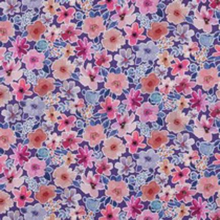 FINE POPLIN DIGITAL FLOWERS PURPLE (thumbnail)