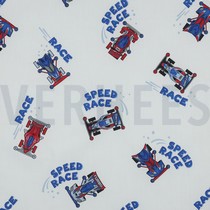 FINE POPLIN DIGITAL RACE CARS WHITE (thumbnail)