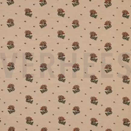 BAMBOO COTTON JERSEY SMALL FLOWERS SAND (thumbnail)