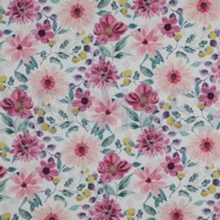 FINE POPLIN DIGITAL FLOWERS MAUVE (thumbnail)