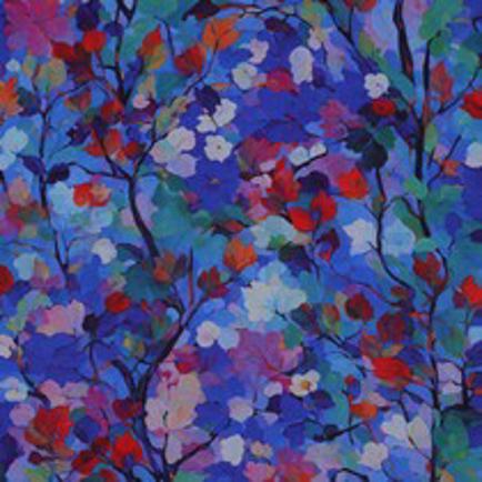 VISCOSE RADIANCE DIGITAL FEUILLES BLEU COBALT (thumbnail)