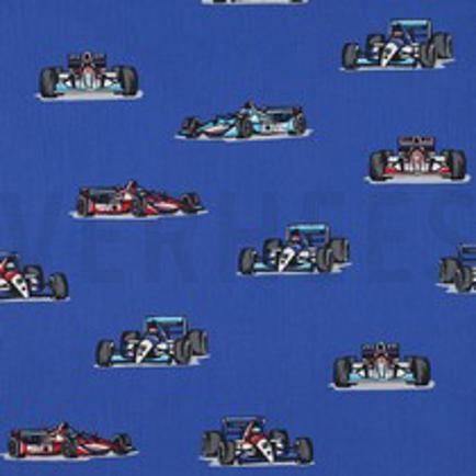 KATOENEN POPLIN RACEAUTO’S BLAUW (thumbnail)