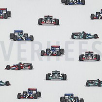 KATOENEN POPLIN RACEAUTO’S WIT (thumbnail)