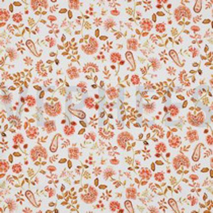 JERSEY DIGITAAL PAISLEY BLOEMEN WIT / PERZIK (thumbnail)