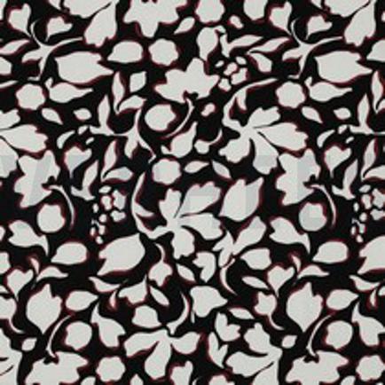 VISCOSE POPLIN STRETCH BIG BLOEMEN ZWART (thumbnail)