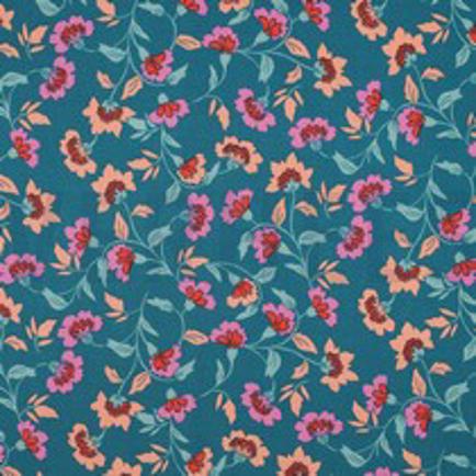 VISCOSE ROSELLA STRETCH FLOWERS PETROL (thumbnail)