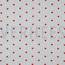 FINE POPLIN HEARTS WHITE/ DARK RED (thumbnail)