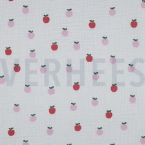 DOUBLE GAZE DE COTON FRUITS BLANC (thumbnail)