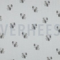 DOUBLE GAUZE GOTS DIGITAAL DIEREN WIT (thumbnail)