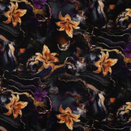 PUNTA DI ROMA DIGITAL FLOWERS BLACK (thumbnail)