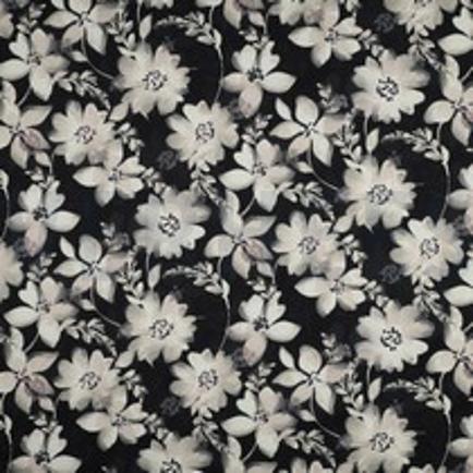COTTON VISCOSE DIGITAL FLOWERS BLACK (thumbnail)