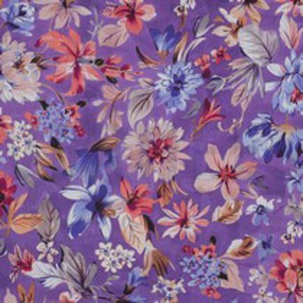 COTTON VISCOSE DIGITAL FLOWERS LAVENDER (thumbnail)