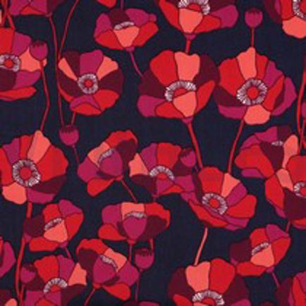 COTTON VISCOSE FLOWERS NAVY (thumbnail)