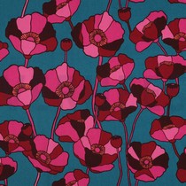 COTTON VISCOSE FLOWERS PETROL (thumbnail)