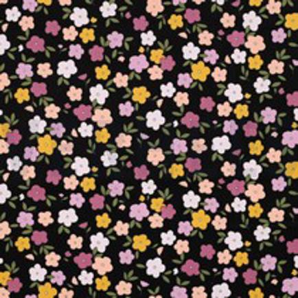 CORDUROY BABYRIB KLEINE BLOEMEN ZWART (thumbnail)
