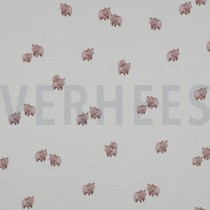 JERSEY CÔTELÉ DIGITAL ANIMAUX DE LA FORÊT BLANC (thumbnail)