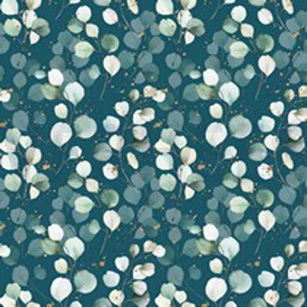 JERSEY DIGITAL EUCALYPTUS LEAVES PETROL (thumbnail)