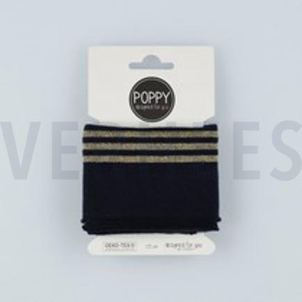 CUFFS LUREX 7CM DONKERBLAUW/GOUD (thumbnail)