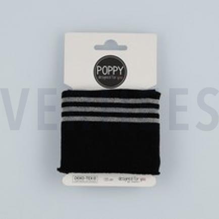 CUFFS BORD- CÔTES LUREX 7CM NOIR ARGENT (thumbnail)