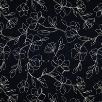 LINEN VISCOSE EMBROIDERY FLOWERS NAVY (thumbnail)