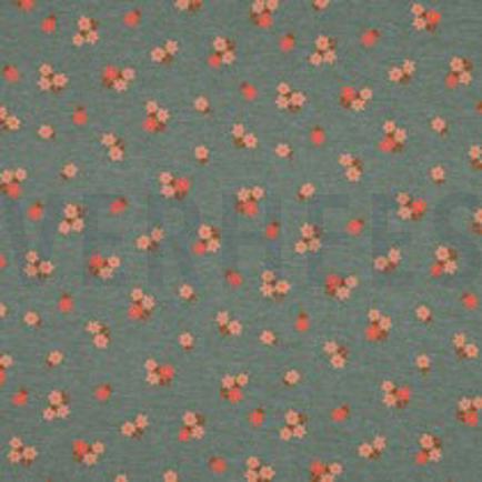 JERSEY MELANGE FLOWERS DARK MINT (thumbnail)