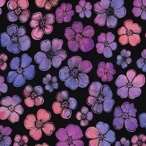 FRENCH TERRY DIGITAL BLUMEN MARINEBLAU (thumbnail)