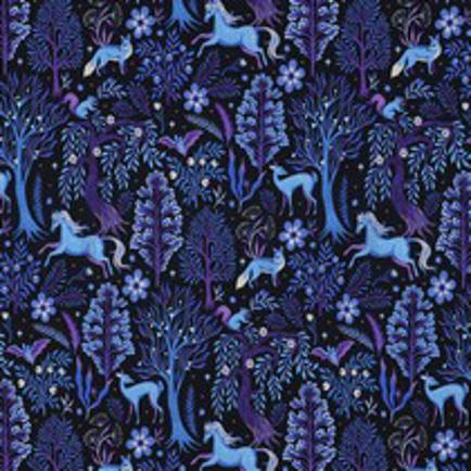 FRENCH TERRY DIGITAL FOREST ANIMALS NAVY (thumbnail)
